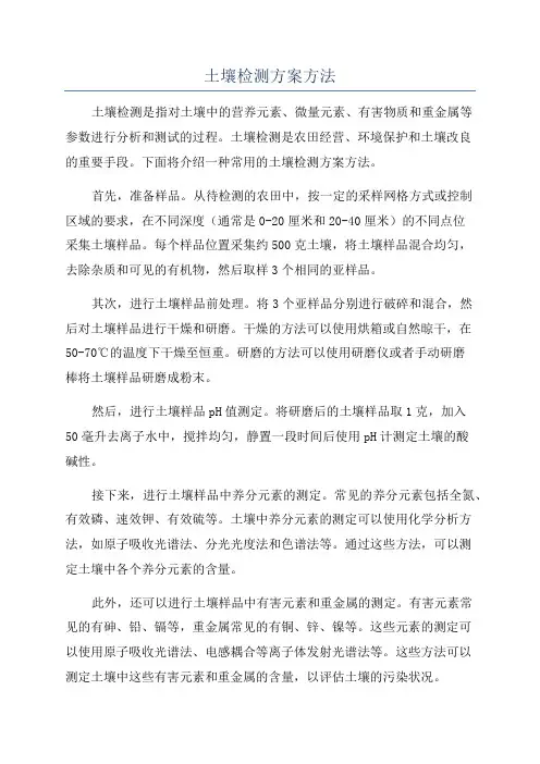土壤检测方案方法