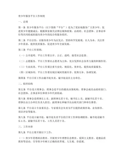 青少年服务平台工作制度