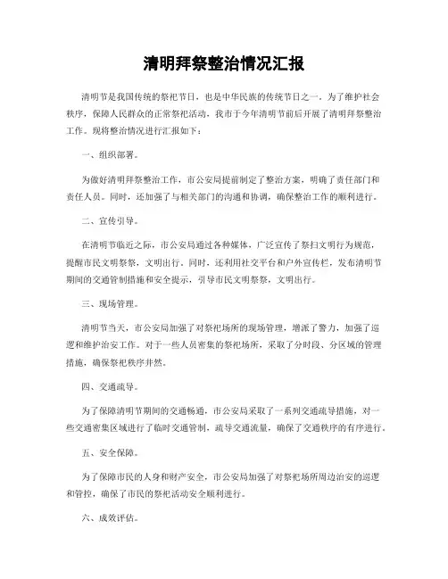 清明拜祭整治情况汇报