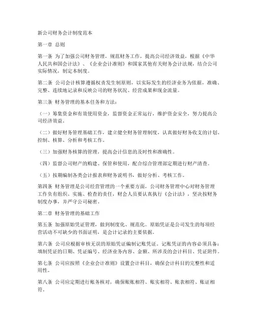 新公司财务_会计制度范本