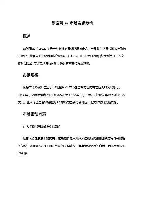 2024年磷脂酶a2市场需求分析