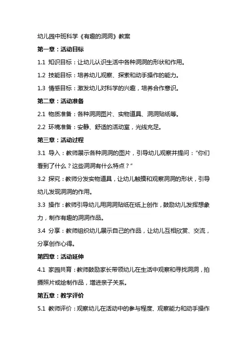 幼儿园中班科学《有趣的洞洞》教案