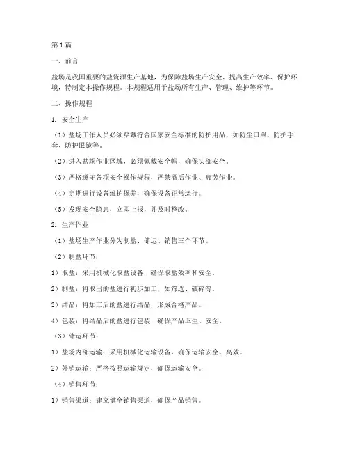 盐场操作规程(3篇)