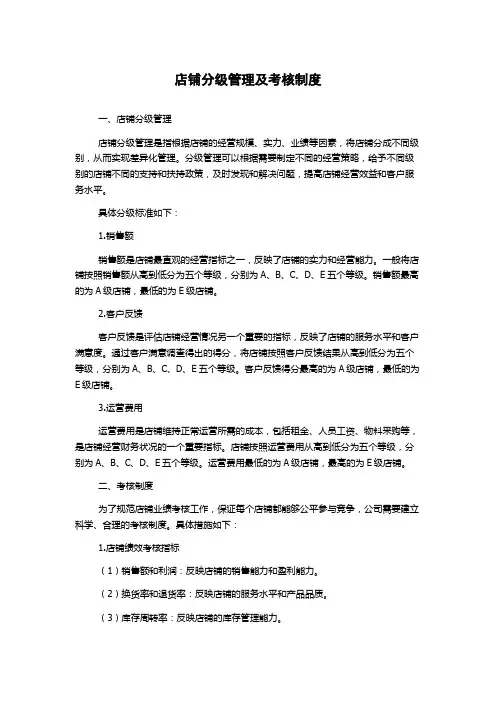 店铺分级管理及考核制度