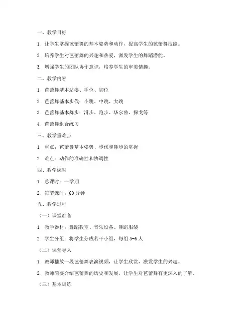 芭蕾教学教案模板范文