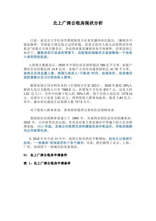北上广深公租房现状分析