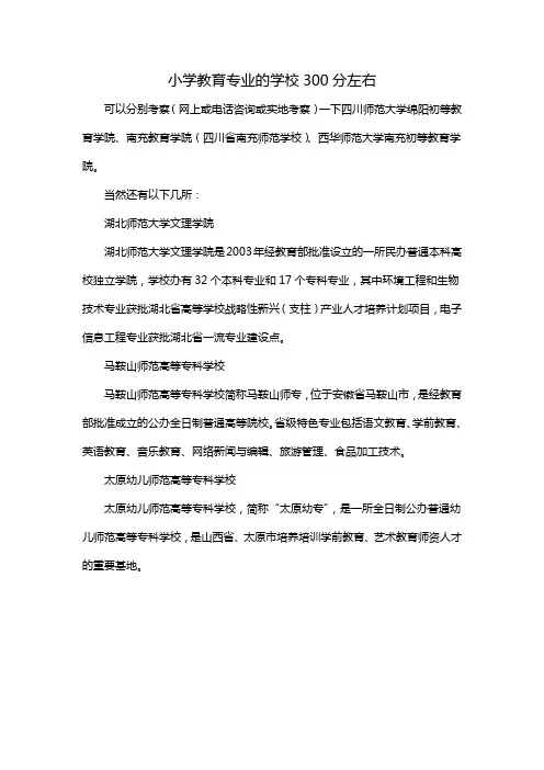 小学教育专业的学校300分左右