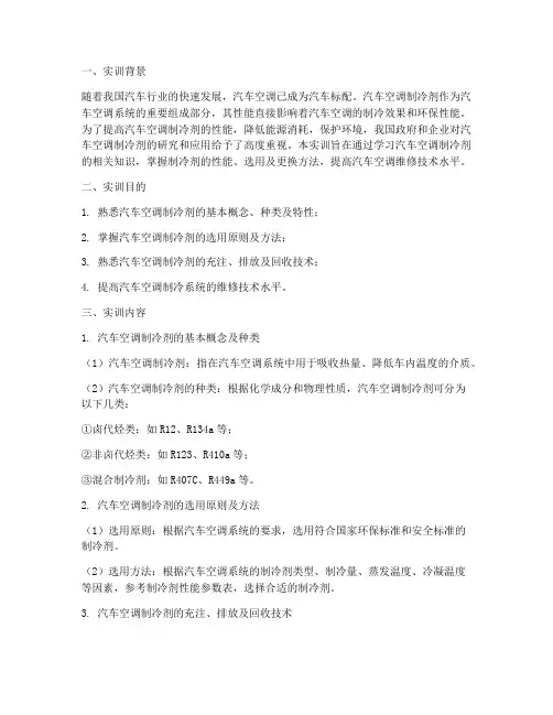 汽车空调制冷剂实训报告