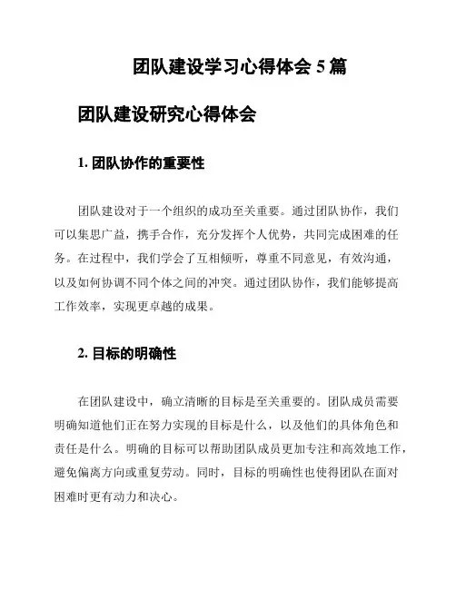 团队建设学习心得体会5篇
