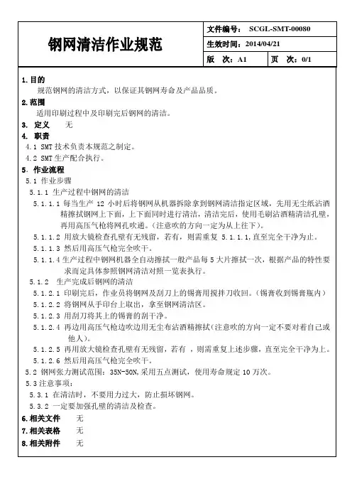 钢网清洁作业指导书