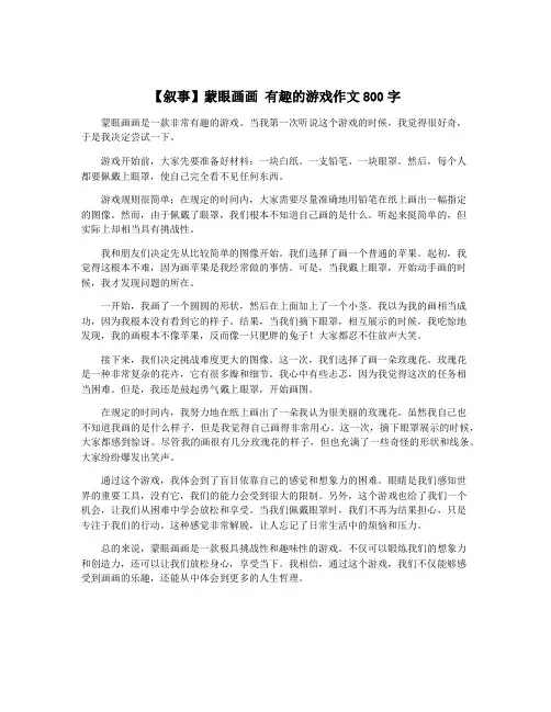 【叙事】蒙眼画画 有趣的游戏作文800字