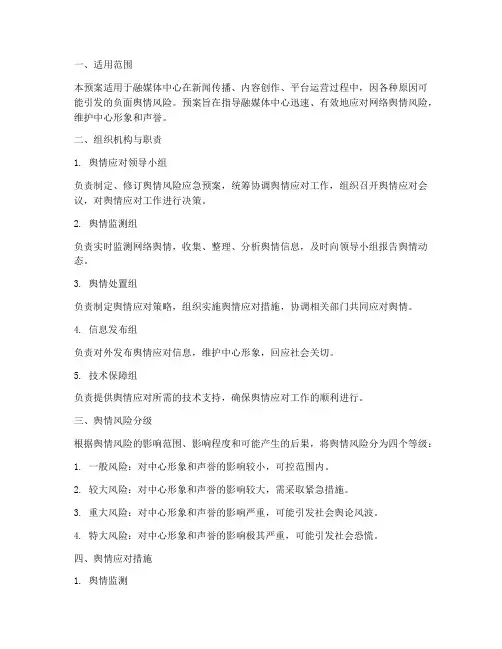 融媒体中心网络舆情风险应急预案