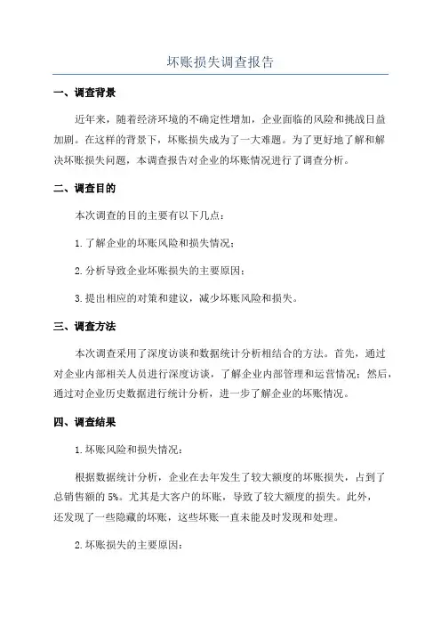 坏账损失调查报告
