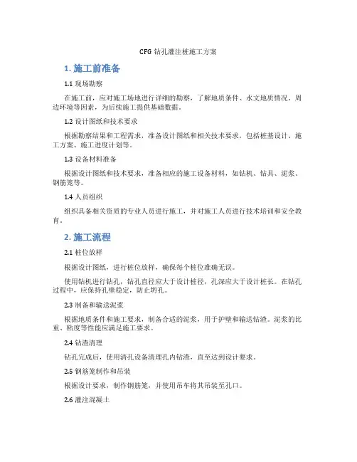 CFG钻孔灌注桩施工方案
