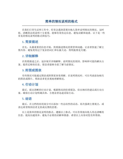 简单的情况说明的格式