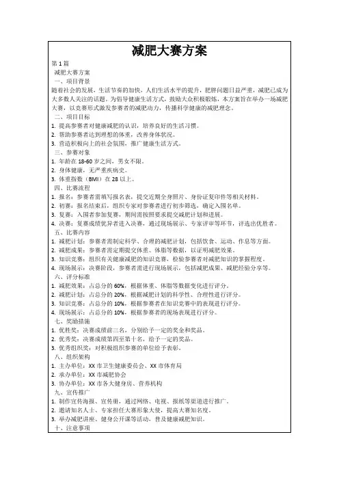 减肥大赛方案
