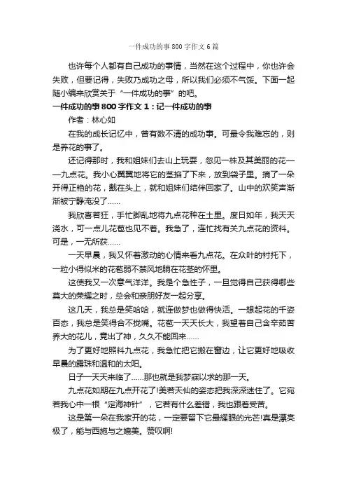 一件成功的事800字作文6篇_初三叙事作文_