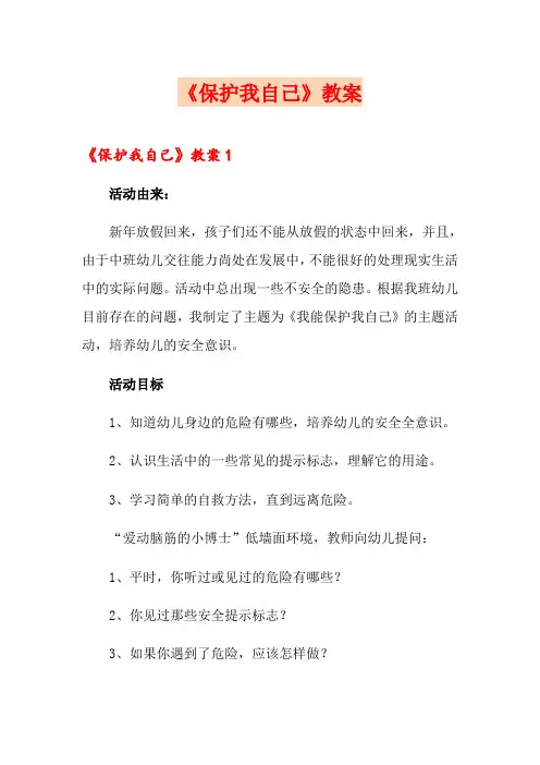 《保护我自己》教案