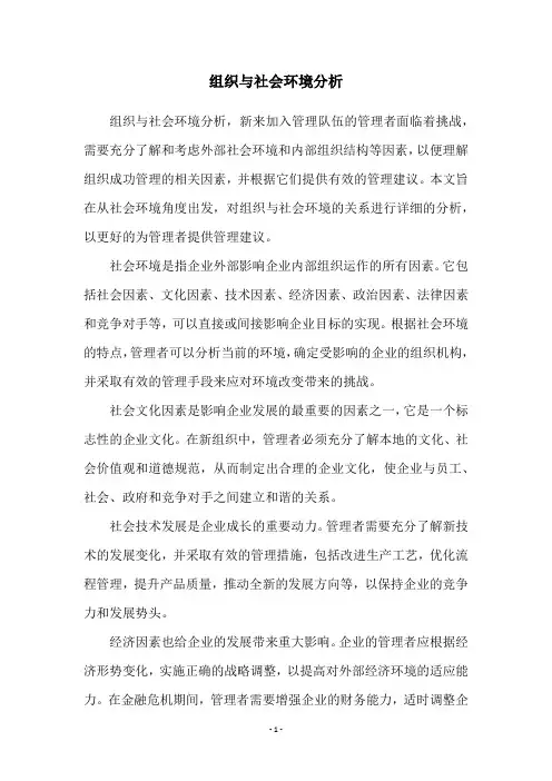 组织与社会环境分析