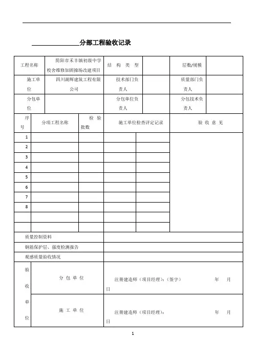 分部分项工程验收记录表