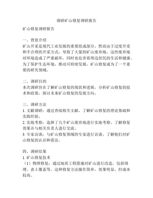 调研矿山修复调研报告