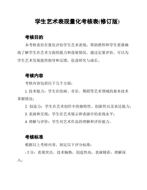 学生艺术表现量化考核表(修订版)