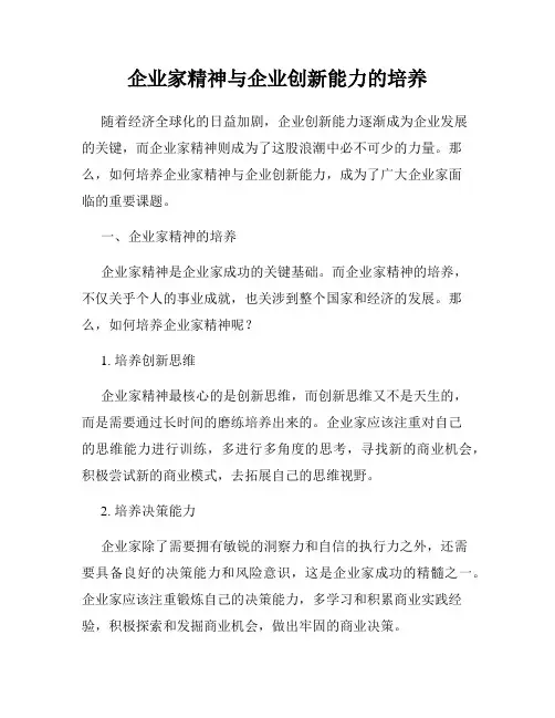 企业家精神与企业创新能力的培养