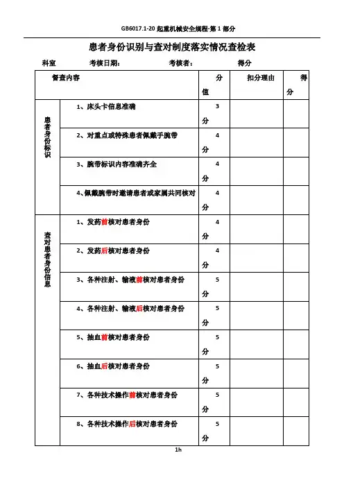 5.患者身份识别与查对制度落实督查表