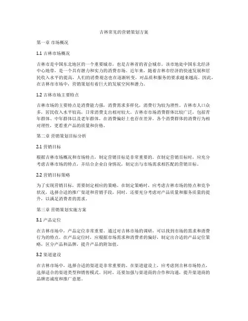 吉林常见的营销策划方案