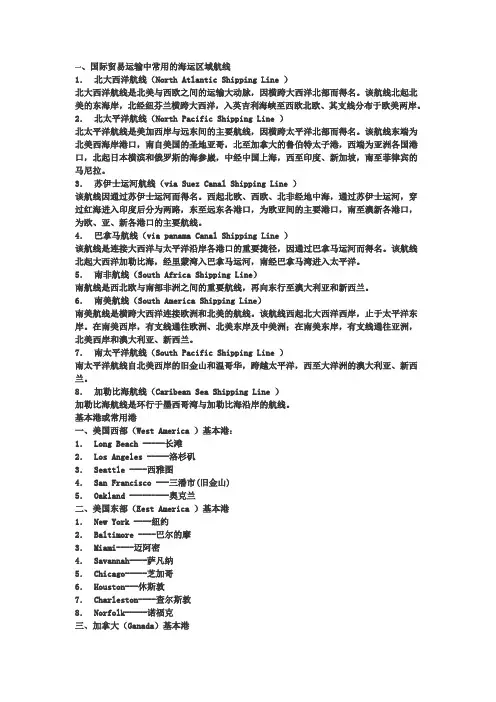 国际海运区域航线