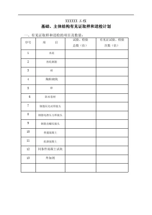 见证取样及送检计划