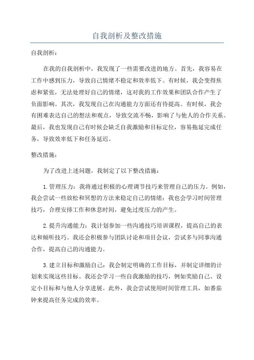 自我剖析及整改措施