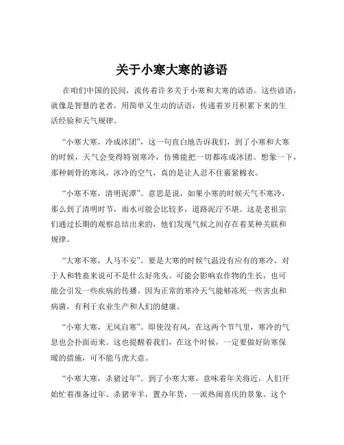 关于小寒大寒的谚语