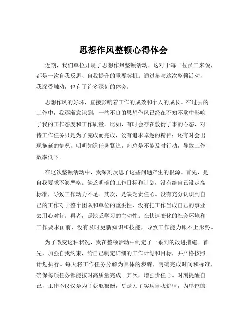 思想作风整顿心得体会