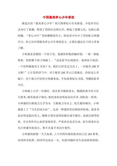 中国最美孝心少年事迹