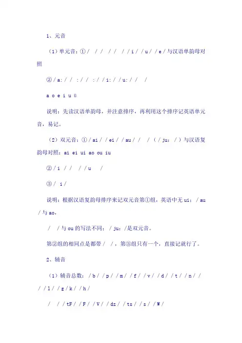 拼音与英语对照表
