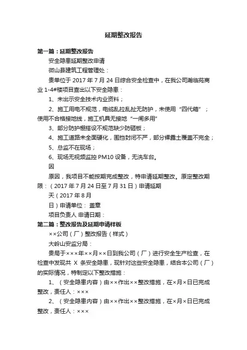 延期整改报告