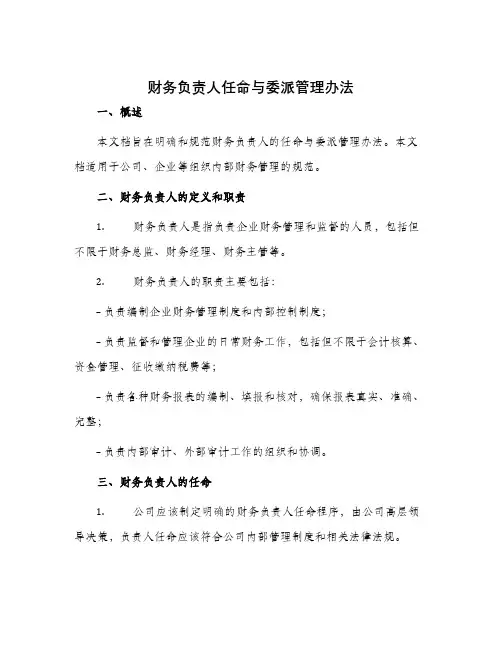 财务负责人任命与委派管理办法