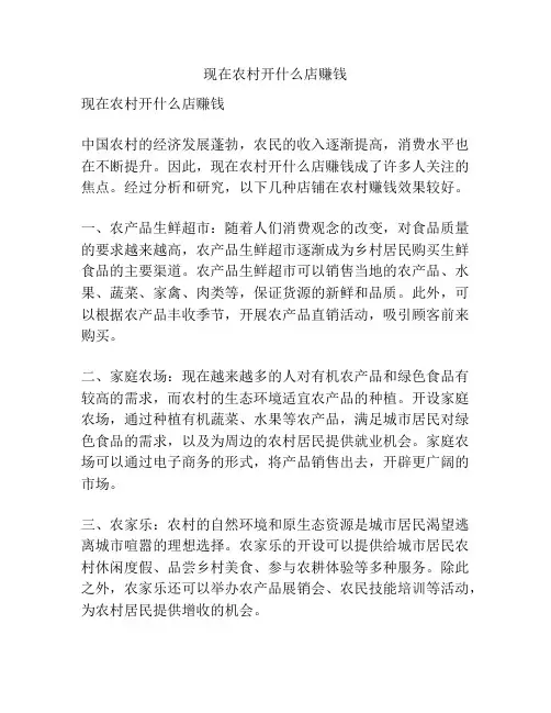 现在农村开什么店赚钱