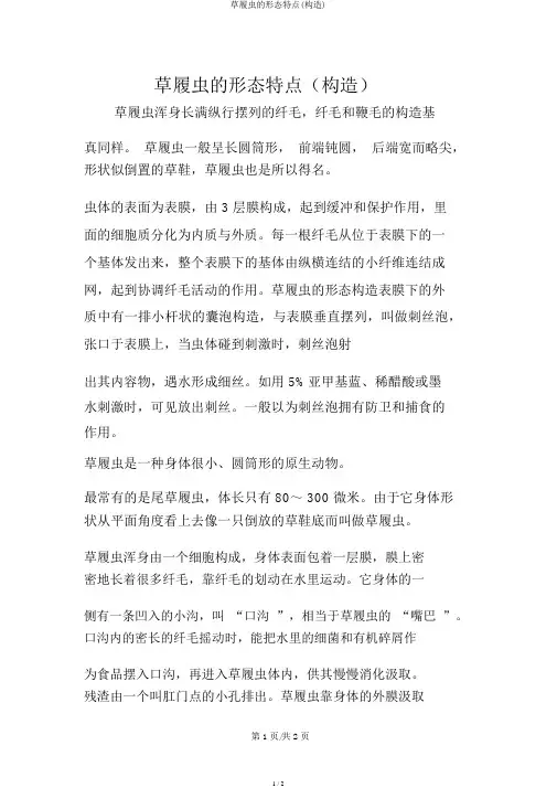 草履虫的形态特征(结构)