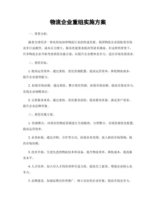 物流企业重组实施方案