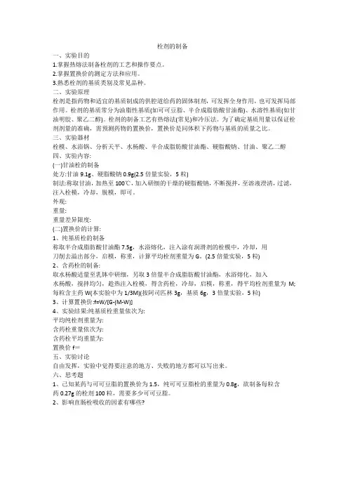 栓剂的制备