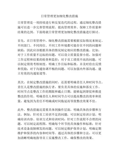 日常管理更加细化整改措施