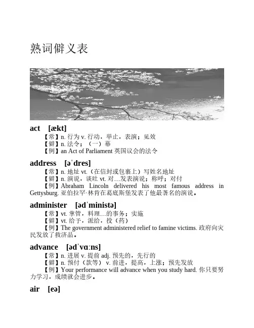 新东方英语-六级词汇词根-联想记忆法乱序版-熟词僻义表