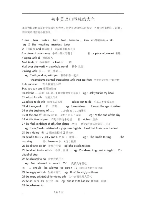初中英语句型总结大全