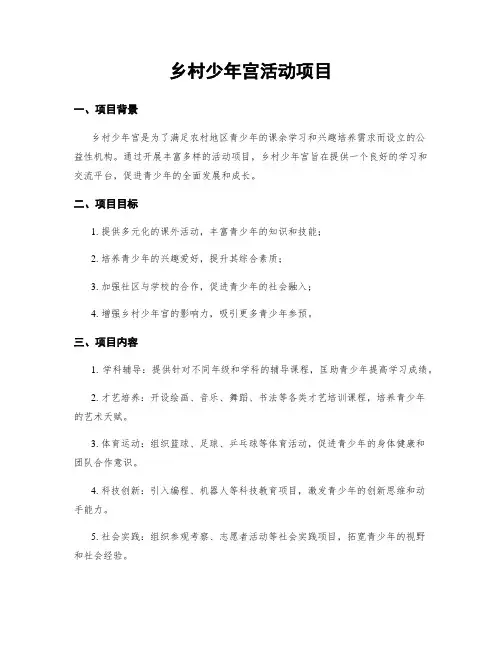 乡村少年宫活动项目