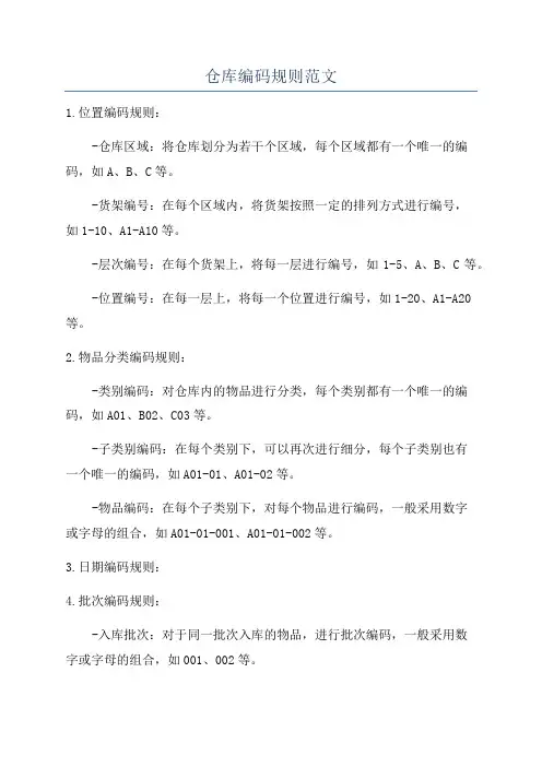 仓库编码规则范文