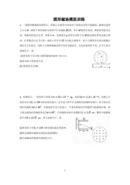 圆形磁场模拟训练