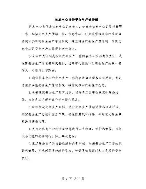信息中心主任安全生产责任制（2篇）