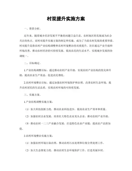 村双提升实施方案
